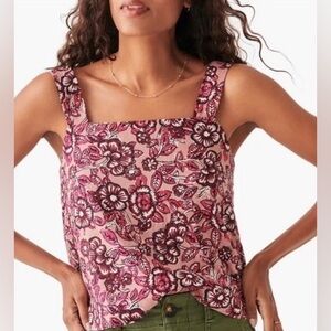 Faherty Pacifica Floral linen blend Tank Top preowned medium